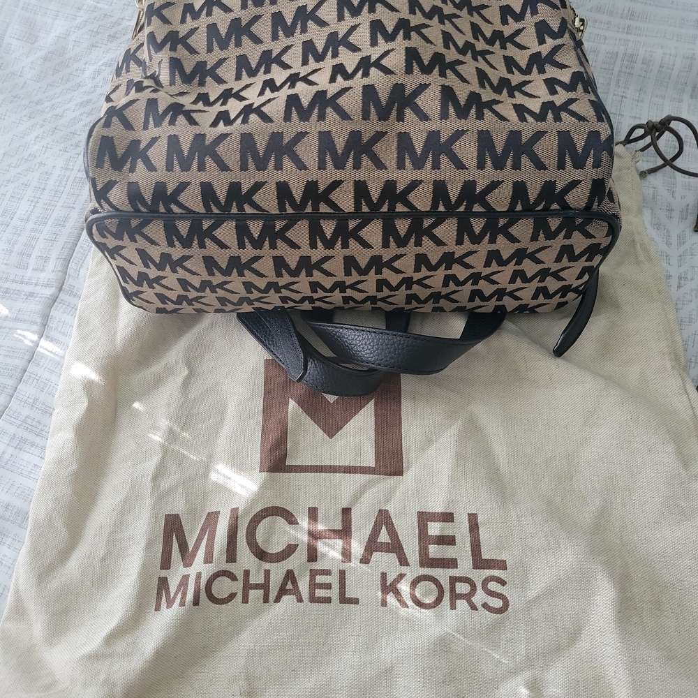 Michael Kors Black and Tan Backpack - Picture 5 of 8